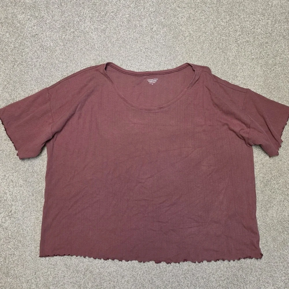 Garnet Hill‎ Women's Mauve Knit Sleep Pajama Set Shorts T Shirt Cotton Blend XL